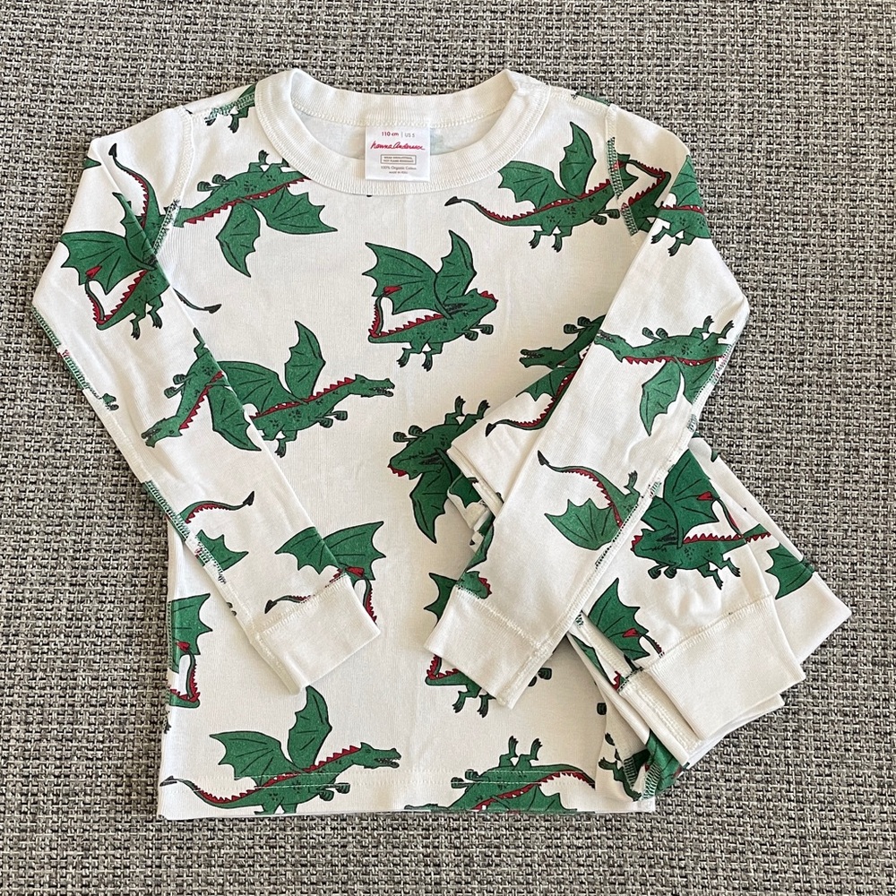 Hanna Andersson Boys Dragon Pajamas Size 5 110cm VGUC